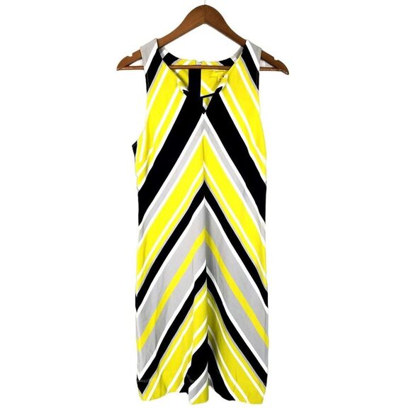 Banana Republic X Milly Lime Navy Chevron Stripe Sleeveless Dress Size 8 - Picture 5 of 7